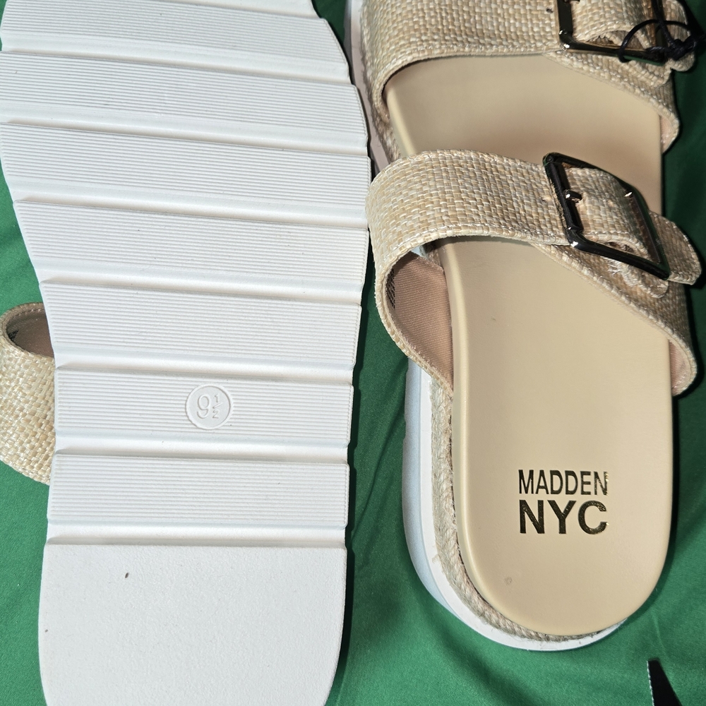 Women’s Beige Woven Slide Sandals